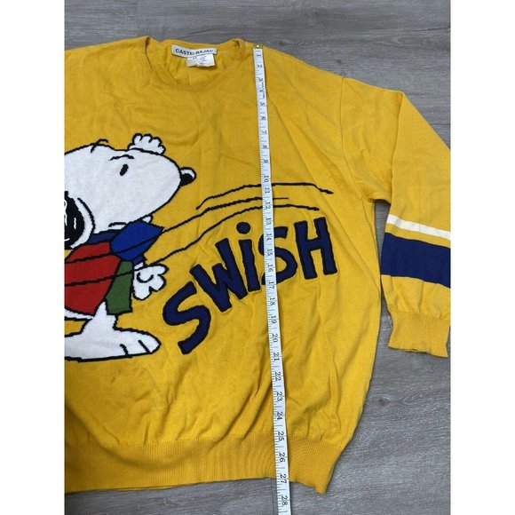 Rare CASTELBAJAC Peanuts Snoopy Yellow Sweater size 54 US Sz L 100% Cotton - Picture 7 of 7